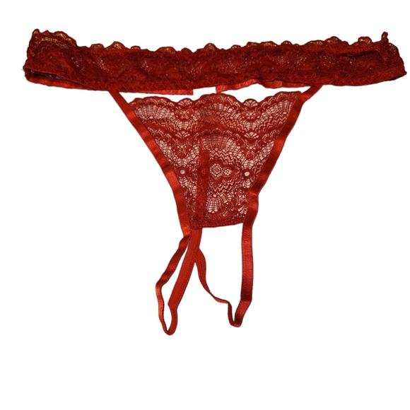 Plus Size Lingerie 4 Piece Red Lace Set, 2X - Picture 9 of 10